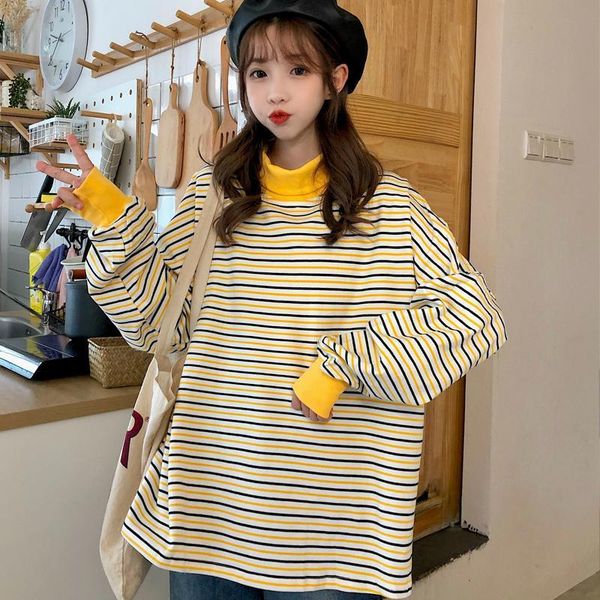 women's hoodies & sweatshirts zity women striped turtleneck patchwork yellow kawaii japanese style all-match loose students simple cute, Black
women's hoodies & sweatshirts zity women striped turtleneck patchwork yellow kawaii japanese style all-match loose students simple cute, Black