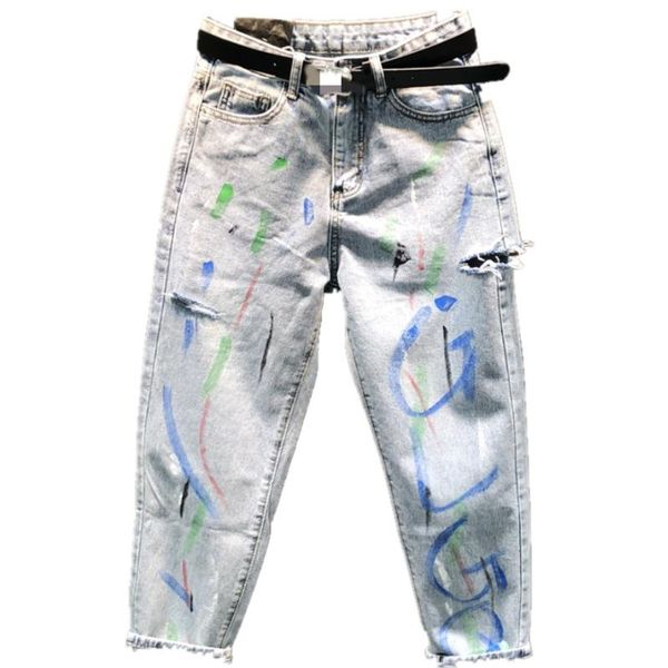 women's jeans printed hole women loose 2021 spring autumn fashion high waist painted harem pants, Blue
women's jeans printed hole women loose 2021 spring autumn fashion high waist painted harem pants, Blue