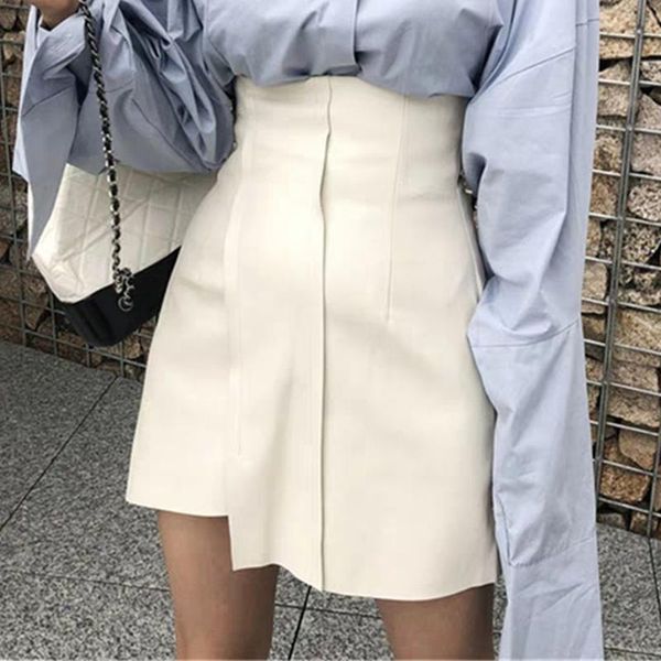 european spring summer thin high waist white pu leather a-line short irregular skirts women fashion streetwear 2021, Black
european spring summer thin high waist white pu leather a-line short irregular skirts women fashion streetwear 2021, Black