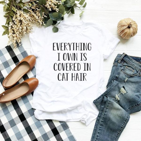 women's t-shirt everything i own is covered in cat hair print tshirt 100% cotton letters t-shirts women o-neck short sleeve tees summer, White
women's t-shirt everything i own is covered in cat hair print tshirt 100% cotton letters t-shirts women o-neck short sleeve tees summer, White