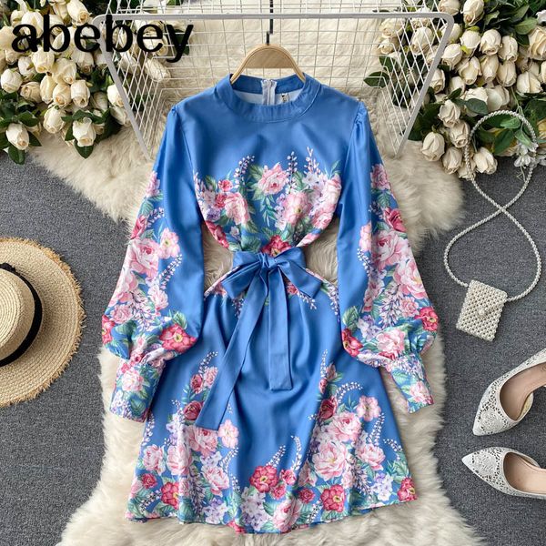 women court wind print dress retro puff sleeve o neck lace up a-line es spring korean streetwear blue short 210512, Black;gray
women court wind print dress retro puff sleeve o neck lace up a-line es spring korean streetwear blue short 210512, Black;gray