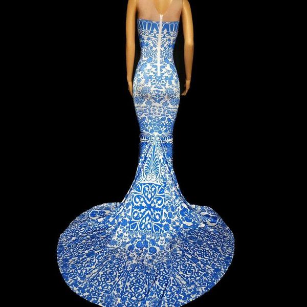 blue white porcelain floral dragon print sleeveless long tail dress women party birthday dresses singer stage performance wear casual, Black;gray
blue white porcelain floral dragon print sleeveless long tail dress women party birthday dresses singer stage performance wear casual, Black;gray