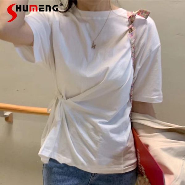 summer round neck side lace-up waist slimming t-shirts for women 2021 korean casual solid color short sleeve t-shirt female women's, White
summer round neck side lace-up waist slimming t-shirts for women 2021 korean casual solid color short sleeve t-shirt female women's, White