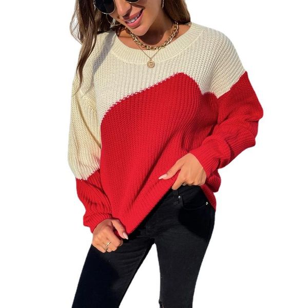 women's sweaters 2021 fashion women sweater casual round neck pullover stitching contrast color loose knitted long-sleeved, White;black
women's sweaters 2021 fashion women sweater casual round neck pullover stitching contrast color loose knitted long-sleeved, White;black