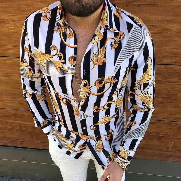 men's jackets stripe gold luxury high-end fashion printed casual long-sleeved shirt social men club prom banquet male slim hpvm, Black;brown
men's jackets stripe gold luxury high-end fashion printed casual long-sleeved shirt social men club prom banquet male slim hpvm, Black;brown