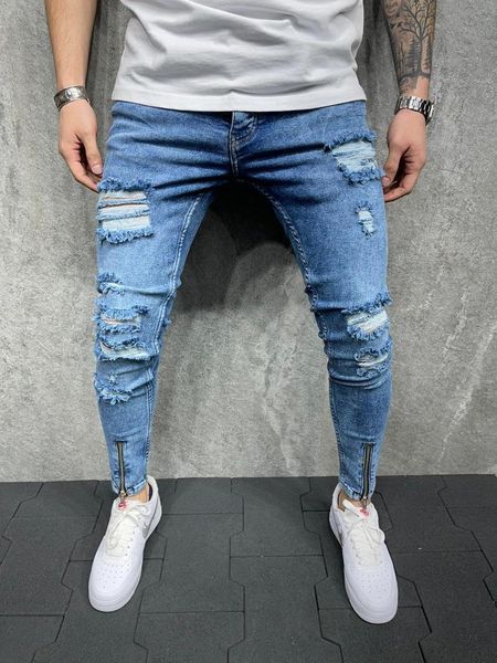 men's jeans europe and the united states fashion small foot hole ankle zipper pants men streetwear, Blue
men's jeans europe and the united states fashion small foot hole ankle zipper pants men streetwear, Blue