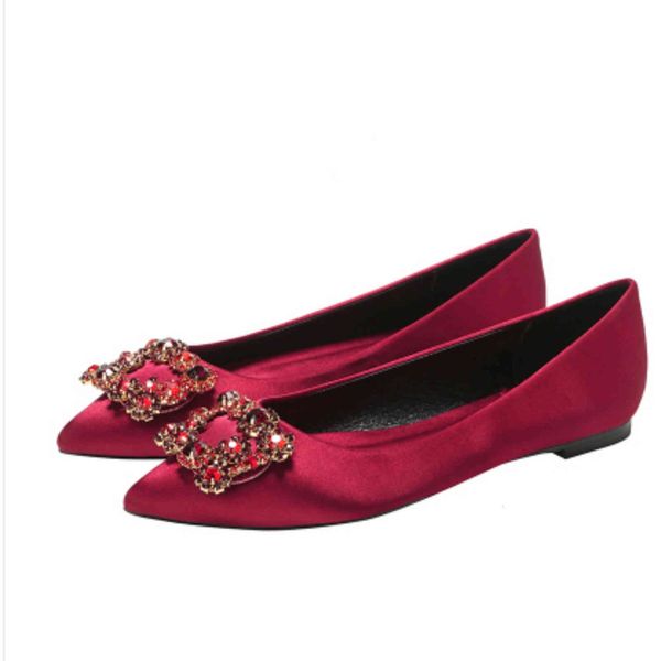 dress shoes lady crystal buckle silk stain flats pointy toe soft ballet red dancing summer style champagne gun cn45 e772, Black
dress shoes lady crystal buckle silk stain flats pointy toe soft ballet red dancing summer style champagne gun cn45 e772, Black