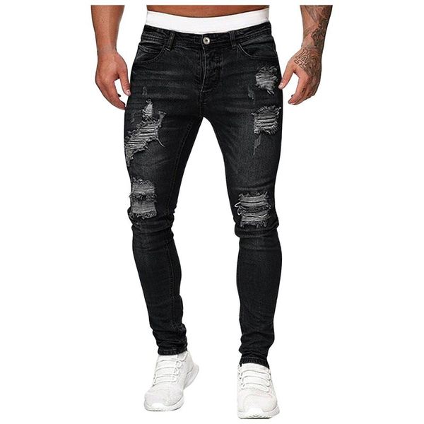 men's jeans 2021 elastic waist skinny men casual hole-rubbed white slim fit denim pants fashion chinos streetwear, Blue
men's jeans 2021 elastic waist skinny men casual hole-rubbed white slim fit denim pants fashion chinos streetwear, Blue