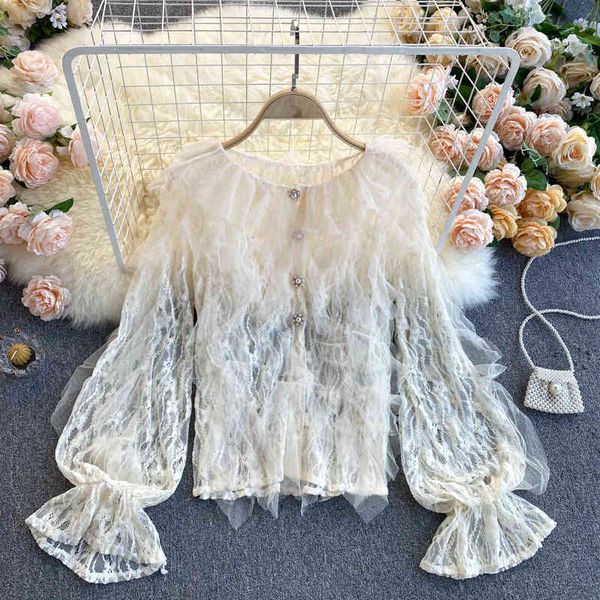 singreiny women solid lace blouse spring autumn o neck puff sleeve loose korean mesh tassel streetwear blouses 210419, White
singreiny women solid lace blouse spring autumn o neck puff sleeve loose korean mesh tassel streetwear blouses 210419, White