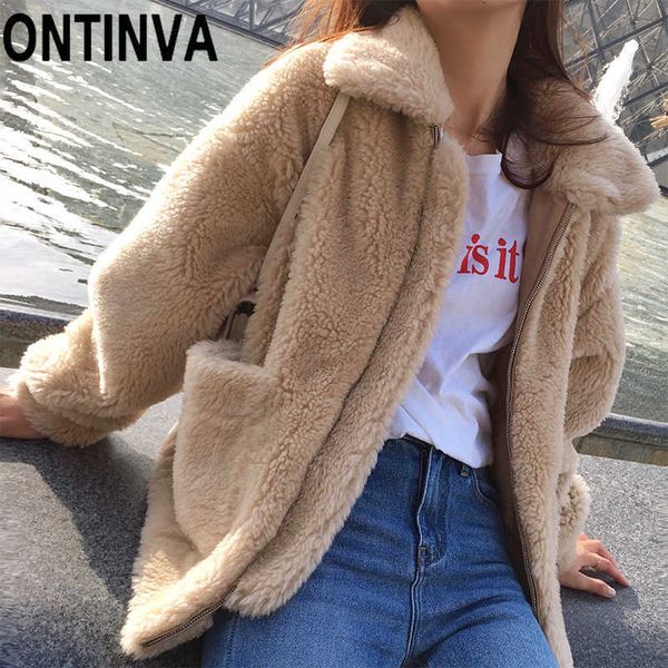 winter white warm teddy fur coat khaki color square collar zipper ladies faux women's fleece jacket outwear with pocket 210527, Black
winter white warm teddy fur coat khaki color square collar zipper ladies faux women's fleece jacket outwear with pocket 210527, Black
