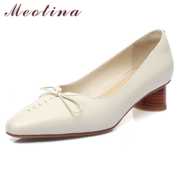 meotina pumps women genuine leather mid heel shoes bow fashion square toe shoes chunky heels female footwear beige apricot 40 210520, Black
meotina pumps women genuine leather mid heel shoes bow fashion square toe shoes chunky heels female footwear beige apricot 40 210520, Black