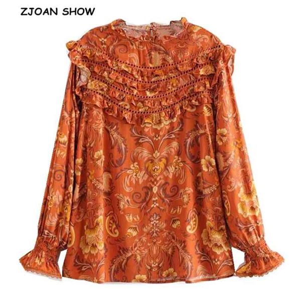 autumn bohemian orange floral print shirt ethnic women spliced hollow out lace ruffles long sleeve blouse cotton 210429, White
autumn bohemian orange floral print shirt ethnic women spliced hollow out lace ruffles long sleeve blouse cotton 210429, White