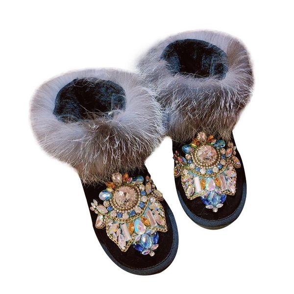 boots 2021 winter real raccoon fur snow women cow suede diamonds flat ankle ladies warm thicken plush shoes female, Black
boots 2021 winter real raccoon fur snow women cow suede diamonds flat ankle ladies warm thicken plush shoes female, Black