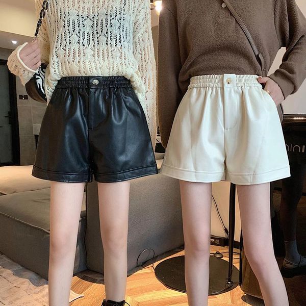 women's shorts women bottom chic fashion elastic waist faux pu leather vintage high waisted pockets female short pants mujer y56, White;black
women's shorts women bottom chic fashion elastic waist faux pu leather vintage high waisted pockets female short pants mujer y56, White;black