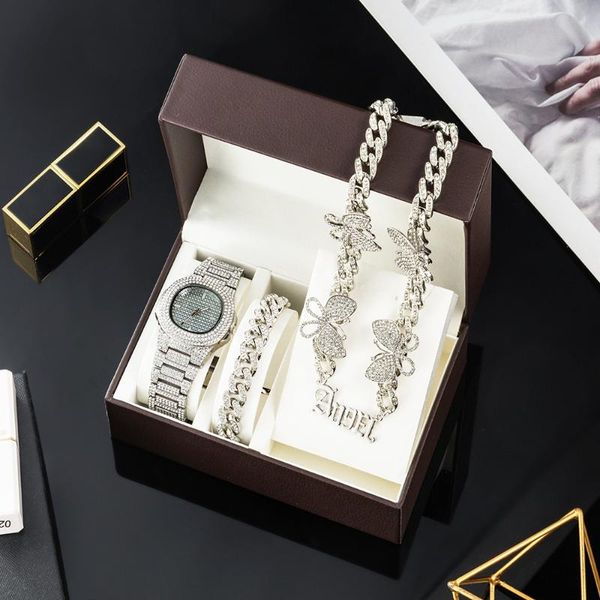 wristwatches 2021 fashion women watch set angel necklace bracelet clavicle chain butterfly bling crystal jewelry sets for gift box, Slivery;brown
wristwatches 2021 fashion women watch set angel necklace bracelet clavicle chain butterfly bling crystal jewelry sets for gift box, Slivery;brown