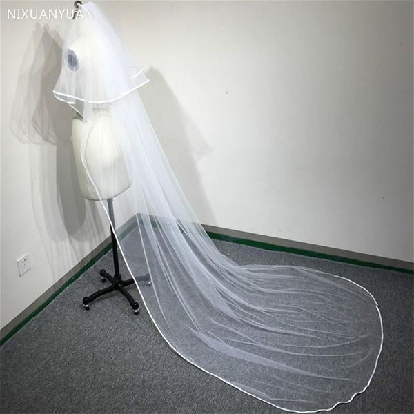 bridal veils 3m voile mariage long wedding veil 2 layers white ivory with comb ribbon edge velo de novia largo catedral, Black
bridal veils 3m voile mariage long wedding veil 2 layers white ivory with comb ribbon edge velo de novia largo catedral, Black