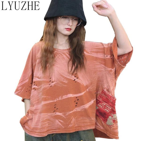 women's t-shirt lyuzhe vintage summer hole women 2021 fashion patchwork short sleeve oversize female red green qdy214, White
women's t-shirt lyuzhe vintage summer hole women 2021 fashion patchwork short sleeve oversize female red green qdy214, White