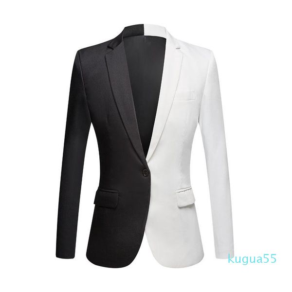 men's suits & blazers personality splicing blazer nightclub bar singer performancestage host coat male slim suit jacket fit fashion men, White;black
men's suits & blazers personality splicing blazer nightclub bar singer performancestage host coat male slim suit jacket fit fashion men, White;black