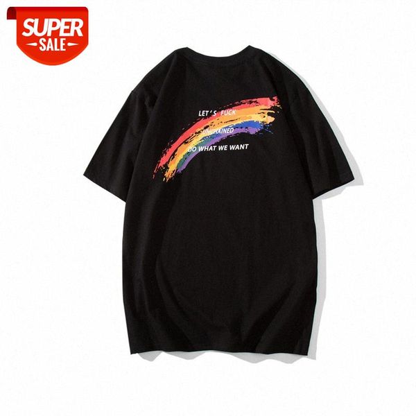 summer men's short-sleeved back rainbow print youth personality fashion casual t-shirt #fn33, White;black
summer men's short-sleeved back rainbow print youth personality fashion casual t-shirt #fn33, White;black