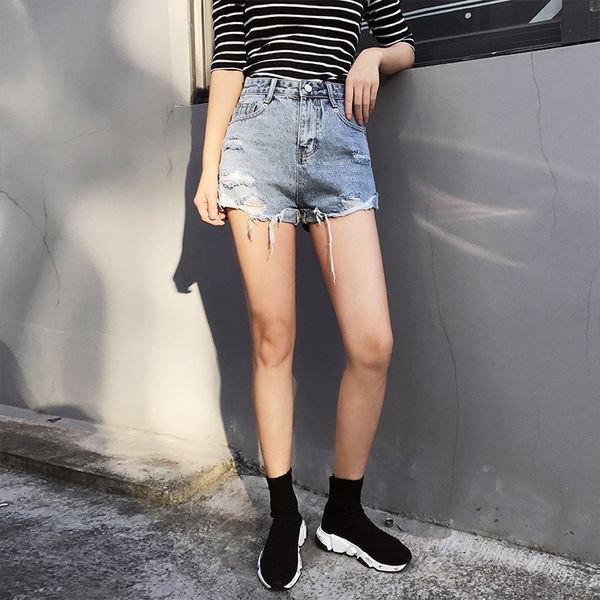 european and american bf summer wind female blue high waist denim women worn loose burr hole jeans shorts
european and american bf summer wind female blue high waist denim women worn loose burr hole jeans shorts