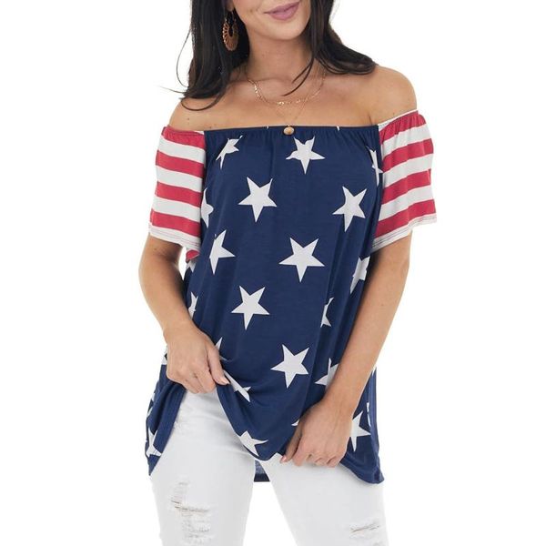 women's t-shirt one word collar t-shirts american flag star striped print y2k short-sleeved round neck loose zaraing femme, White
women's t-shirt one word collar t-shirts american flag star striped print y2k short-sleeved round neck loose zaraing femme, White