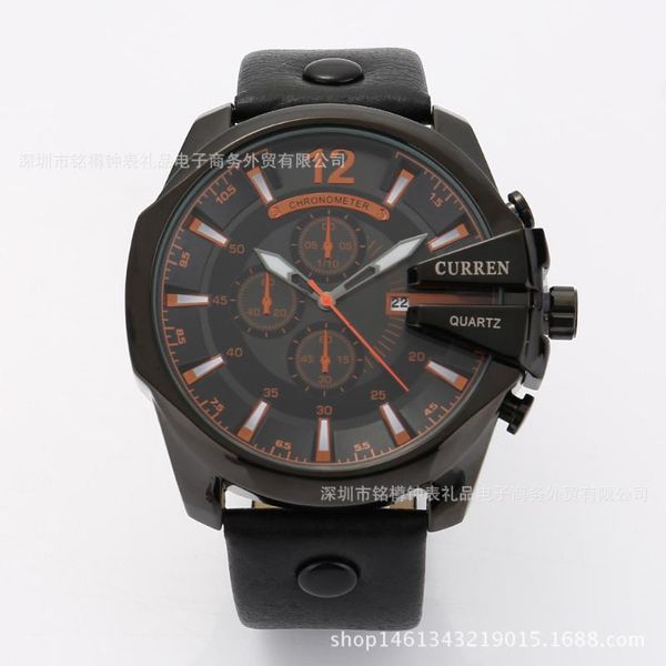 wristwatches trendy men's watch leather calendar sports waterproof quartz, Slivery;brown
wristwatches trendy men's watch leather calendar sports waterproof quartz, Slivery;brown