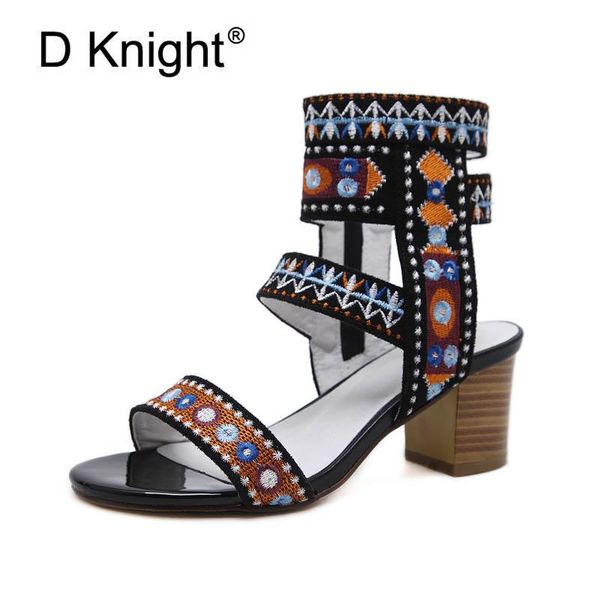 fashion ethnic flower print cotton fabric gladiator sandals for women elegant ankle strap side zipper square high heels, Black
fashion ethnic flower print cotton fabric gladiator sandals for women elegant ankle strap side zipper square high heels, Black