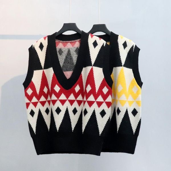 t-shirt pullover sweater women's vest korean autumn winter loose prismatic check sweaters, White;black
t-shirt pullover sweater women's vest korean autumn winter loose prismatic check sweaters, White;black