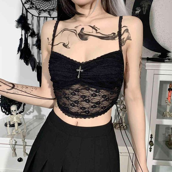 camis transparent retro pendant t-shirt, black lace strap gothic summer navel top, White
camis transparent retro pendant t-shirt, black lace strap gothic summer navel top, White