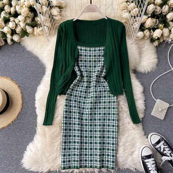 fall two piece set women plaid sleeveless long bodycon dress and solid knitted cropped cardigan elegant outfits 210601, White
fall two piece set women plaid sleeveless long bodycon dress and solid knitted cropped cardigan elegant outfits 210601, White