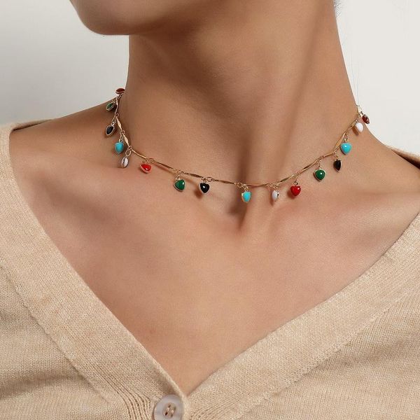 chokers fashion colorful painted glaze love heart charms choker necklace for women chic geometric clavicle chocker colar jewelry gift, Golden;silver
chokers fashion colorful painted glaze love heart charms choker necklace for women chic geometric clavicle chocker colar jewelry gift, Golden;silver