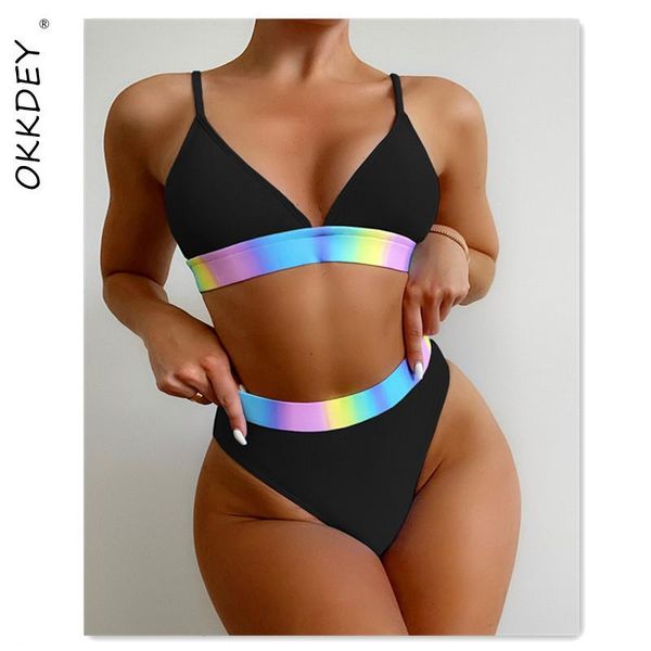 women's swimwear high waist bikinis swimsuit 2021 push up neon splicing biquini v neck bathing suits summer beachwear, White;black
women's swimwear high waist bikinis swimsuit 2021 push up neon splicing biquini v neck bathing suits summer beachwear, White;black