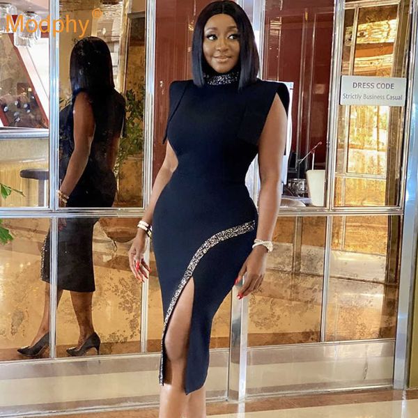 spring fashion black sleeveless o-neck diamond split bodycon dress women's celebrity club evening party vestidos 210527, Black;gray
spring fashion black sleeveless o-neck diamond split bodycon dress women's celebrity club evening party vestidos 210527, Black;gray