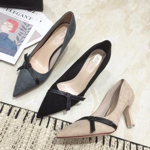 dress shoes pointed girl fashion women's high heels shallow mouth stiletto single suede rubber sole 7.5cm heel, Black
dress shoes pointed girl fashion women's high heels shallow mouth stiletto single suede rubber sole 7.5cm heel, Black