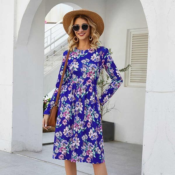 casual dresses 2021 spring summer fashion round neck long sleeve floral print medium waist srteet style ladies dre, Black;gray
casual dresses 2021 spring summer fashion round neck long sleeve floral print medium waist srteet style ladies dre, Black;gray