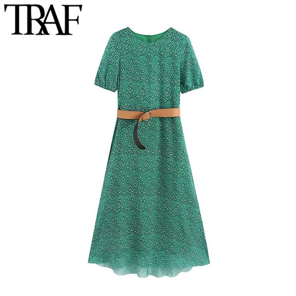 traf women elegant fashion print with belt midi dress vintage o neck puff sleeve office wear female dresses vestidos 210415, Black;gray
traf women elegant fashion print with belt midi dress vintage o neck puff sleeve office wear female dresses vestidos 210415, Black;gray