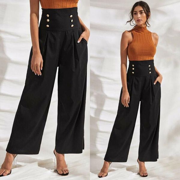 women's pants & capris women fashion ladies high waist wide leg long work casual palazzo trousers, Black;white
women's pants & capris women fashion ladies high waist wide leg long work casual palazzo trousers, Black;white