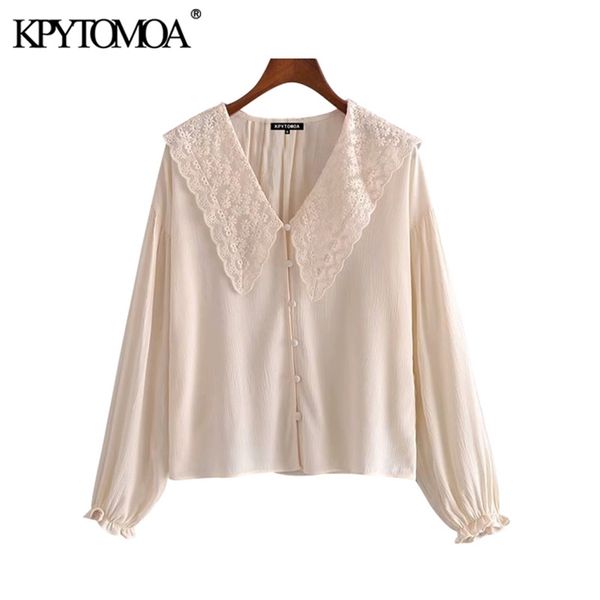women fashion with embroidered collar loose blouses vintage long sleeve elastic cuffs female shirts chic 210421, White
women fashion with embroidered collar loose blouses vintage long sleeve elastic cuffs female shirts chic 210421, White
