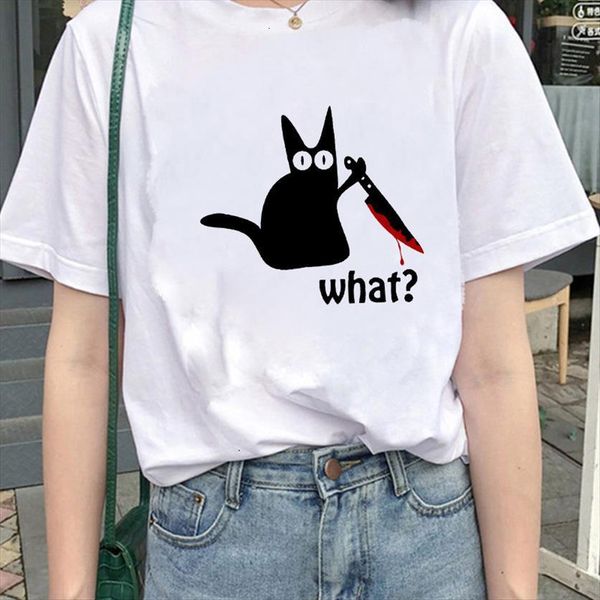 black cat knife funny women t shirt halloween cartoon tees femme camisetas verano mujer, White
black cat knife funny women t shirt halloween cartoon tees femme camisetas verano mujer, White