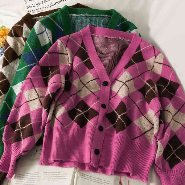 women's sweaters vintage plaid sweater with buckle, unique knitting piece v-cleavage for women, loose cardigan long sleeve and autumn t, White;black
women's sweaters vintage plaid sweater with buckle, unique knitting piece v-cleavage for women, loose cardigan long sleeve and autumn t, White;black