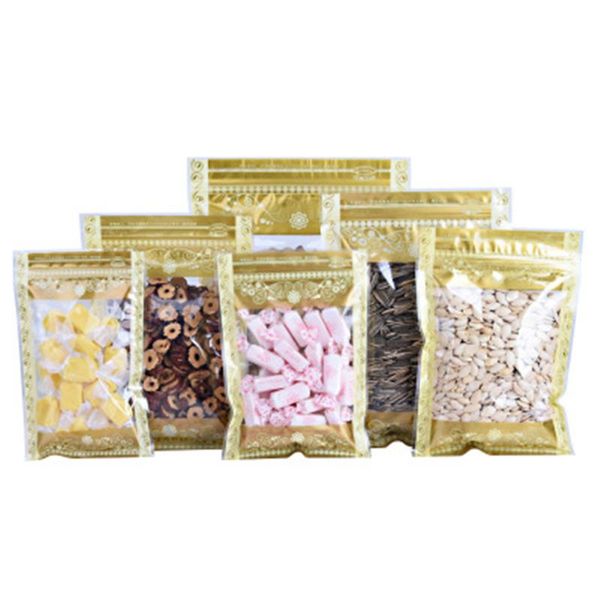 storage bags 1000pcs gold print with clear window self sealing plastic packing bag resealable food tea powder pouches
storage bags 1000pcs gold print with clear window self sealing plastic packing bag resealable food tea powder pouches