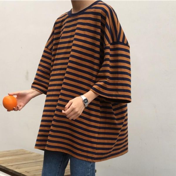 women's t-shirt t shirt women striped causal tees harajuku tshirt summer short sleeve korean punk o-neck camiseta feminin, White