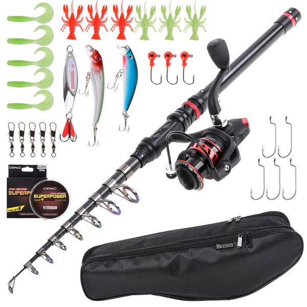 blusea fishing rod and reel combo carbon fiber spinning with carrier bag case full kit
blusea fishing rod and reel combo carbon fiber spinning with carrier bag case full kit