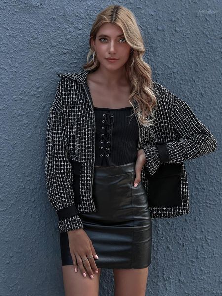 women's jackets 2021 woman plaid coat autumn winter fashion est zipper office lady slim turn down collar, Black;brown
women's jackets 2021 woman plaid coat autumn winter fashion est zipper office lady slim turn down collar, Black;brown