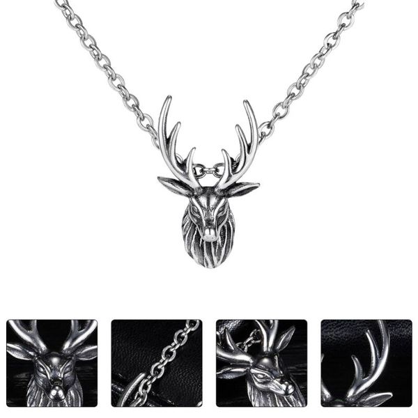 1pc sika deer neck pendant charming decorative necklace simple jewelry necklaces, Silver