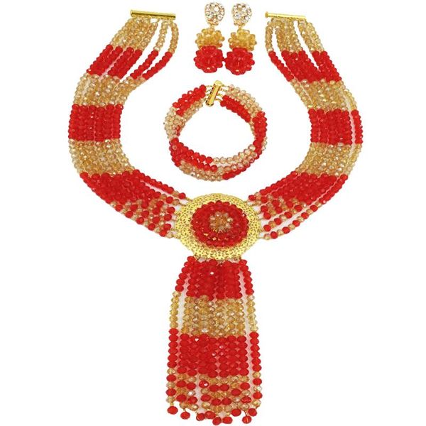 earrings & necklace red and champagne gold ab crystal beaded sets nigerian wedding african beads jewelry set 6cxls01, Silver
earrings & necklace red and champagne gold ab crystal beaded sets nigerian wedding african beads jewelry set 6cxls01, Silver