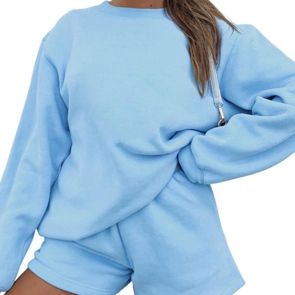 women's tracksuits 2pcs women tracksuit spring autumn, casual solid color o-neck long sleeves pullover + drawstring shorts for girls, Gray
women's tracksuits 2pcs women tracksuit spring autumn, casual solid color o-neck long sleeves pullover + drawstring shorts for girls, Gray