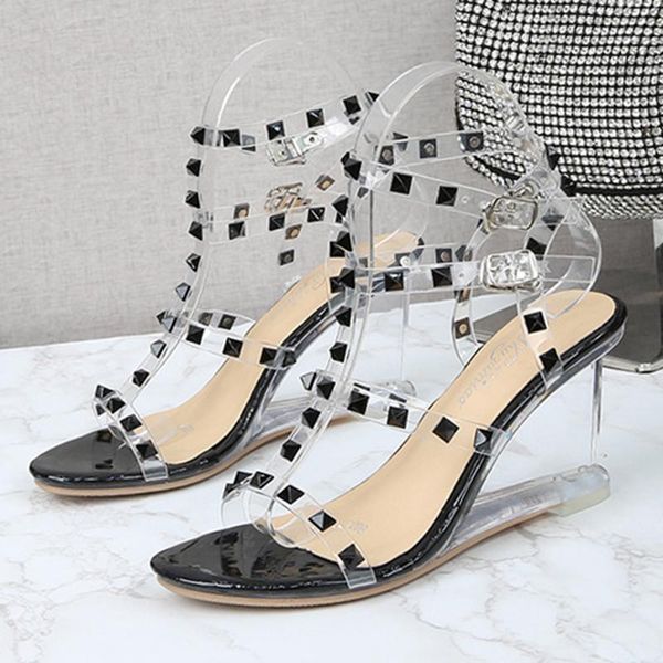 sandals wedge women summer 2021 transparent high heels glass rivets crystal, Black
sandals wedge women summer 2021 transparent high heels glass rivets crystal, Black