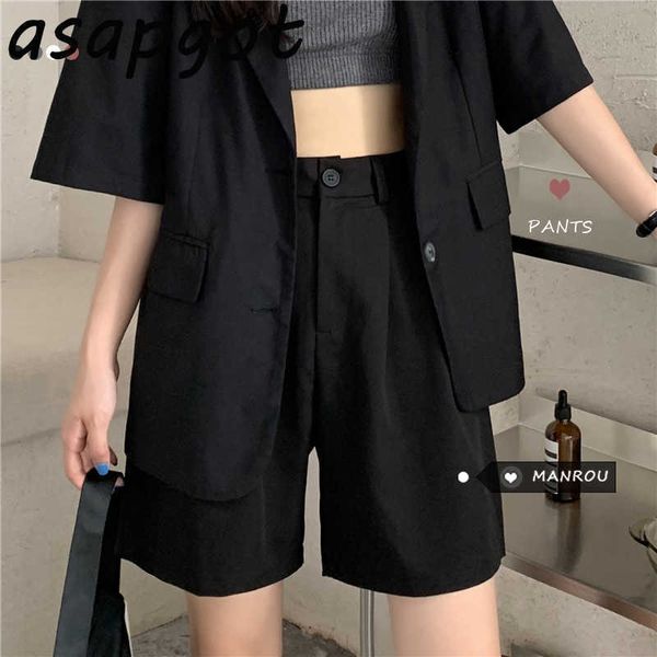 summer chic korean loose straight high waist black suit shorts women retro casual high street plus size white shorts 210610, White;black
summer chic korean loose straight high waist black suit shorts women retro casual high street plus size white shorts 210610, White;black