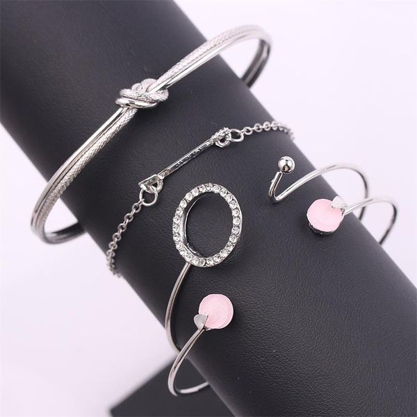 link, chain korean fashion ladies four-piece bracelet pink stone round knot summer must-have party daily jewelry, Black
link, chain korean fashion ladies four-piece bracelet pink stone round knot summer must-have party daily jewelry, Black